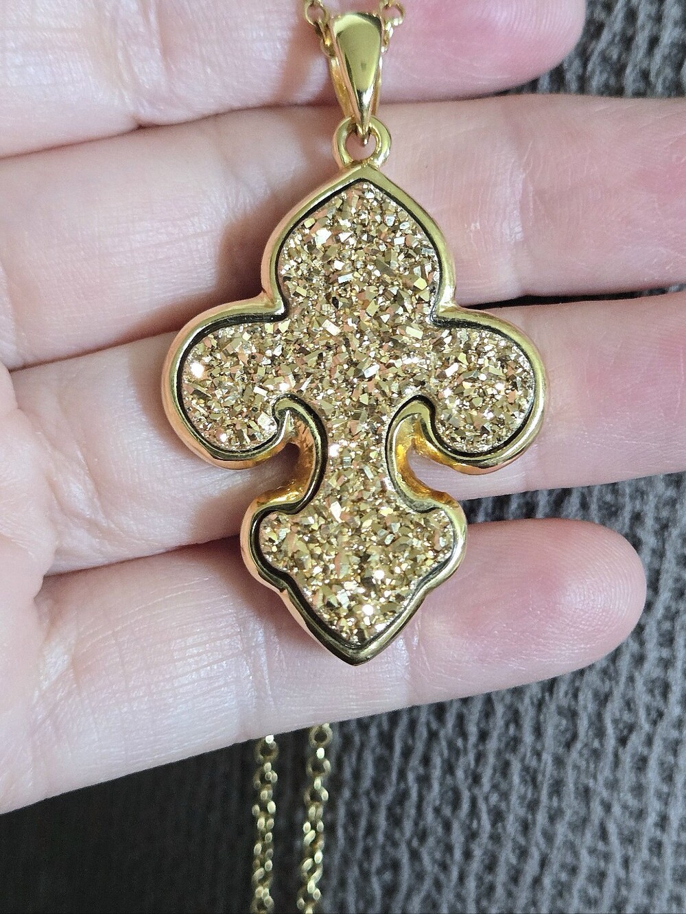 Marcia Moran Long Necklace with Druzy Fleur De Lis⚜️ Pendant - Picture 5 of 16